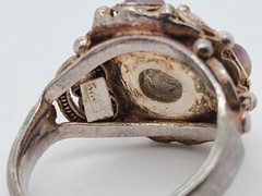 VTG 925 Two-Tone Sterling Silver Genuine Amethyst Stone Ring sz 6.5 (5.5gr)