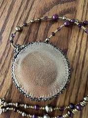Handmade Bead Embroidery Pendant Glass Stone Beaded Rope Necklace GF Clasp