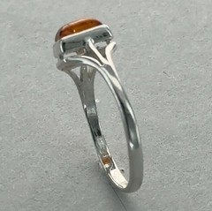 Square Cognac / Brown BALTIC AMBER Rectangle Ring – 925 STERLING SILVER #101e