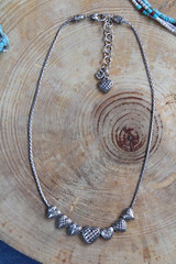 Brighton~Silver Multi HEARTS Slider Necklace 17-19″