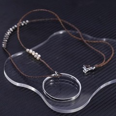 30”, Chan Luu CL long linen necklace sterling 925 silver beads circle pendant