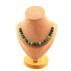 Epidote Necklace 20 Australian Beads 8 Mm Stainless Steel Chain Necklace