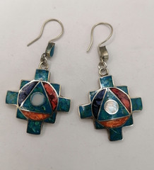 Handmade Alpaca Chakana Inca Earrings for Women
