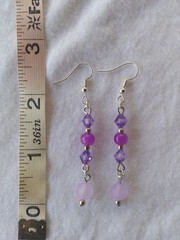 Handcrafted Purple Silver Beaded Memory Wire Dragonfly Choker Earring Set