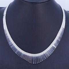 16″, Italian Sterling 925 Silver Graduated Cleopatra Fringe Collar Necklace