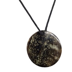 Handcrafted Resin Pendant Necklace Speckled Stone Look Black Cord Boho Jewelry