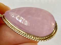 42mm»Precious Gems/AAAA»~ Lavender LILAC KUNZITE Sterling Silver Pendant I1402