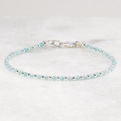 2mm Tiny Amazonite Bracelet – Dainty Sterling Silver Minimal