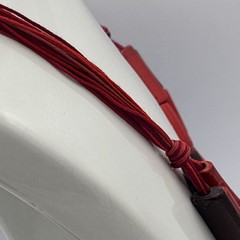 Boho Adjustable Cord Necklace Red Brown Resin Tube Beads Artisan Statement 22”