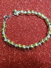 Pretty Shiny Gold And Silver Colored Metal Bead Stretch Fashion Bracelet