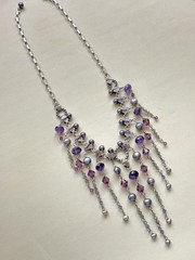 Artisan Amethyst Freshwater Pearl Crystal Bib Statement Necklace 17.5”