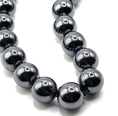 Chunky Hematite Marked 585 14k gold knotted every 10th bead 3/8in beads 23in