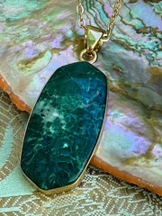 Charles Albert Green Jasper & Alchemia Gold Handcrafted Artisan Pendant Necklace