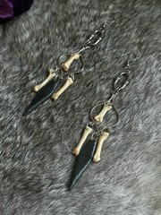 Women’s Dangle Drop Earrings Bone Black Spike witchy bone jewelry oddities