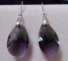 Handmade Drop/Dangle Swarovski Element Crystal Earring Sterling Silver Purple