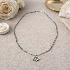 Surgical Stainless Steel Forever Heart Charm Necklace – Diamond‑Cut Rolo Chain