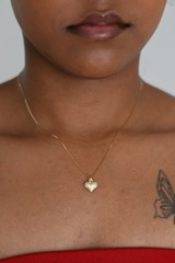 14k Solid Gold Mini Heart Necklace for Women, Puffed Heart Pendant Necklace, 585