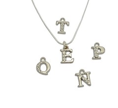 Handcrafted Personalized Letter Initial CZ Necklace Platinum Plated on Sterling