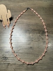 18” Handmade Beaded Statement Necklace Earrings Peach Round Orange Seed Beads