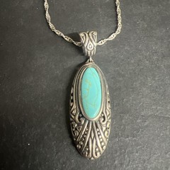 Sterling Silver Necklace Turquoise Pendant 18 inch chain