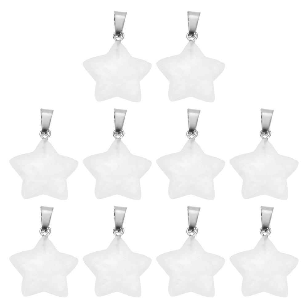 10Pcs, Star Stone Pendants 20mm Natural Crystal Star Charm Clear