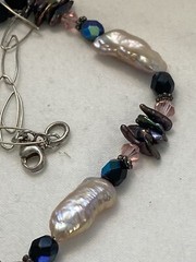 REDUCED Keshi pearls and crystal beads black pendant Necklace