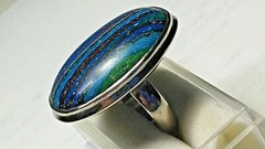 GRANDEUR RAINBOW CALCITE IN STERLING SILVER.925 RING SIZE 7.0-7.25!