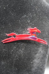 Hand Painted Pewter Artisan Spirit Horse Racing Pin Equestrian Enamel Colorful
