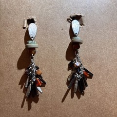 Chico’s Silver Metal Boho Hippie Stone Post Multicolor Dangle Earrings Jewelry