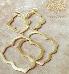 Aimee Fuller Brushed Gold Long Marquis Statement Earrings Couture Jewelry