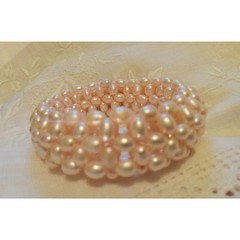 Pink Luster Natural Pink Freshwater Pearls Stretch Bracelet Cluster Multi Strand