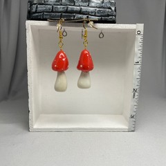 Handmade by STAYOKBRAND red Mushroom Earrings
