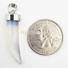 Natural Gemstone Horn Pendant Necklace Making Amethyst Tiger Eye Opalite Onyx
