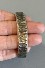 Vintage 60g Unisex Sterling Textured Cuff Bracelet Signed MM Navajo Mary Morgan?