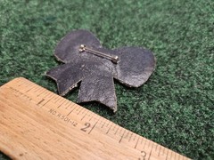 Hand Made Beaded Bow Brooch Pin Garment Embellishment Gold Clear 2.5″