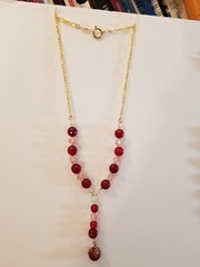 Artisan Medieval Princess Styled Undrilled focal Red,Pink Preciosa, Red Quartz