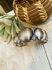 Navajo Sterling Silver Concho Cuff Bracelet By Emer Thompson