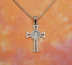 Saint Benedict Cross Necklace or Earrings, Patris Benedicti, Benedictine Cross
