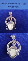 Sterling Silver Goddess Carved Moon Face Garnet Tanzanite Pendant 25pt443