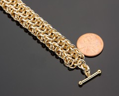 Vipera Berus Chain Maille Bracelet 14K Yellow Gold Filled 8 Inch Artisan Crafted