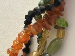Necklace Chico’s 5-strand semiprecious stones Carnelian, Onyx, Agates Quartz 20”