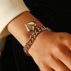 Stainless Steel Chunky Heart Charms Bracelet for Women