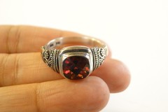 Red Garnet Ornate 18K Gold Vermeil 925 Sterling Silver Ring Sz 5 1/2, 6 1/2