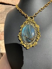 Huge Labradorite Pendant Necklace Handcrafted