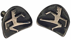 L C MEXICO STERLING SILVER STUDIO ARTISAN MID CENTURY MODERN FIGURE EARRINGS