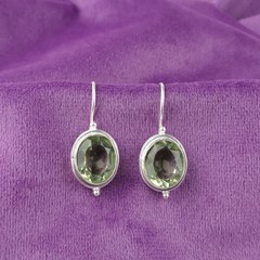 Green Amethyst Drop Earrings 925 Sterling Silver Earrings Wedding Gifts For Her