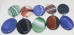 10 Gemstone Pendants Cabochon dyed drilled agate eyelet no bail pendant