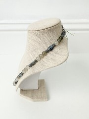 NWT Genuine Kyanite & Quartz Necklace Gray Beaded