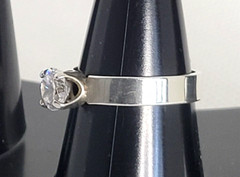 Estate Handmade Solitaire Cubic Zirconia .5 to .75 CT 925 Sterling Silver Size 7