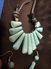Trapezoid Turquoise Magnesite Necklace And Earrings
